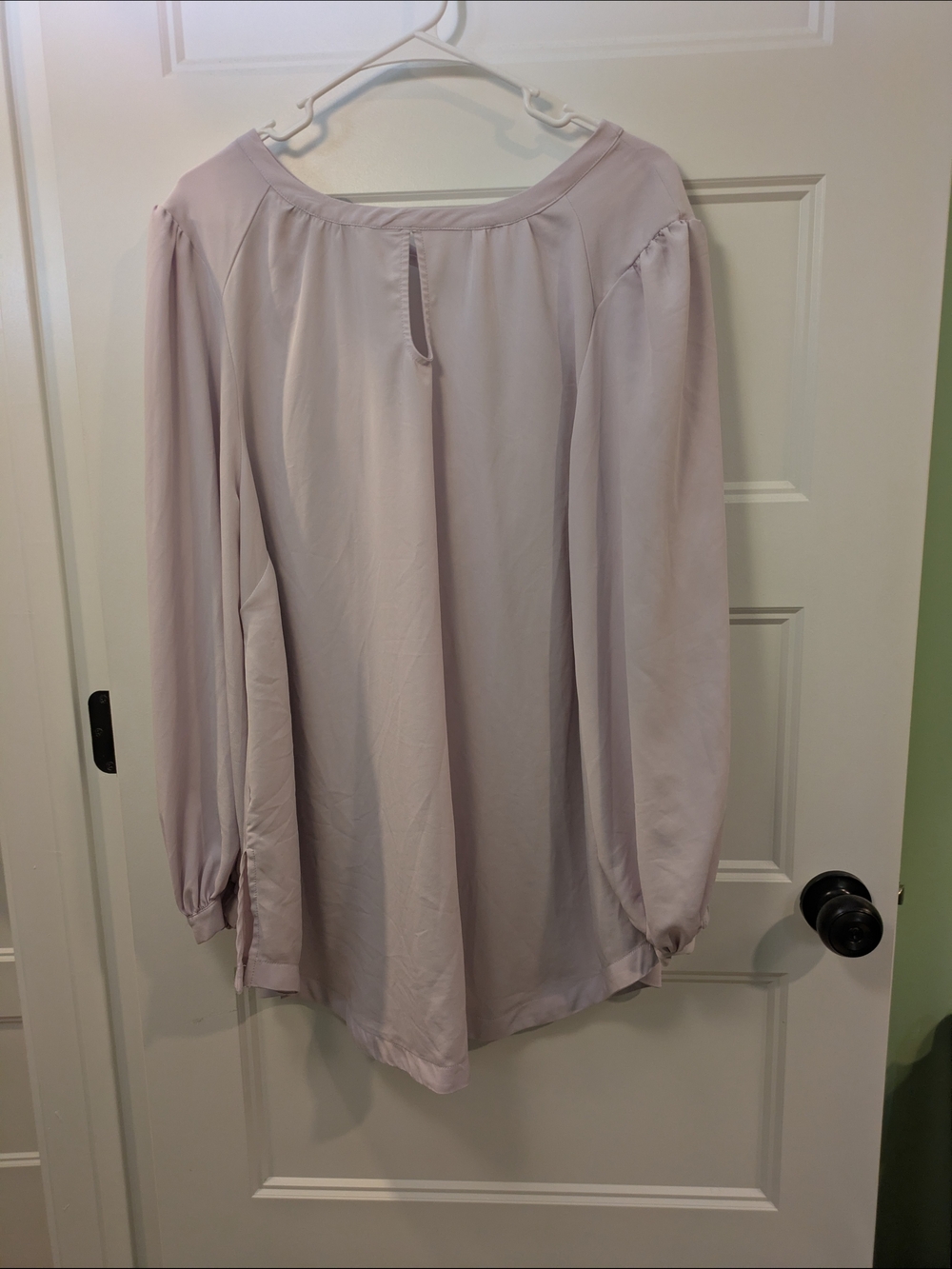 Melissa McCarthy Seven7 Long-Sleeve Keyhole Blouse in Pale Lilac